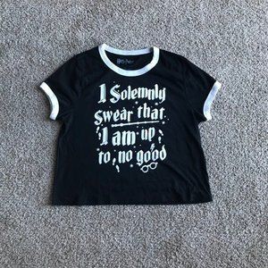 Harry Potter Up To No Good Womens T-Shirt Black White Short Sleeve Tee Medium